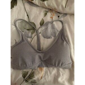 ALO Yoga Ribbed Light Gray Bralette - Soft Racerback